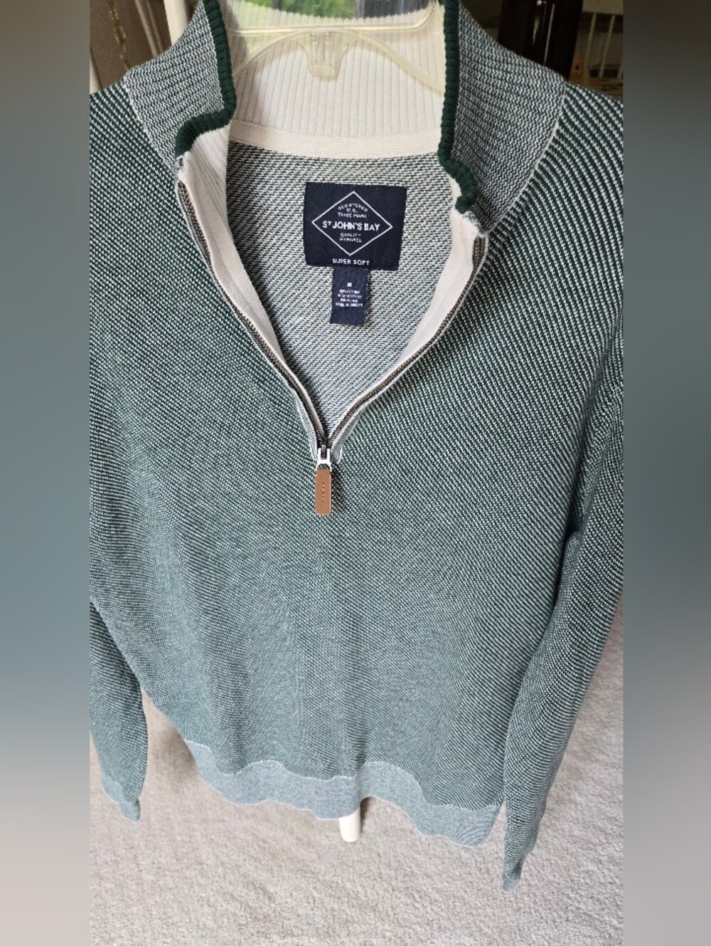 St. John's Bay Women's Teal Green Half-Zip Sweater